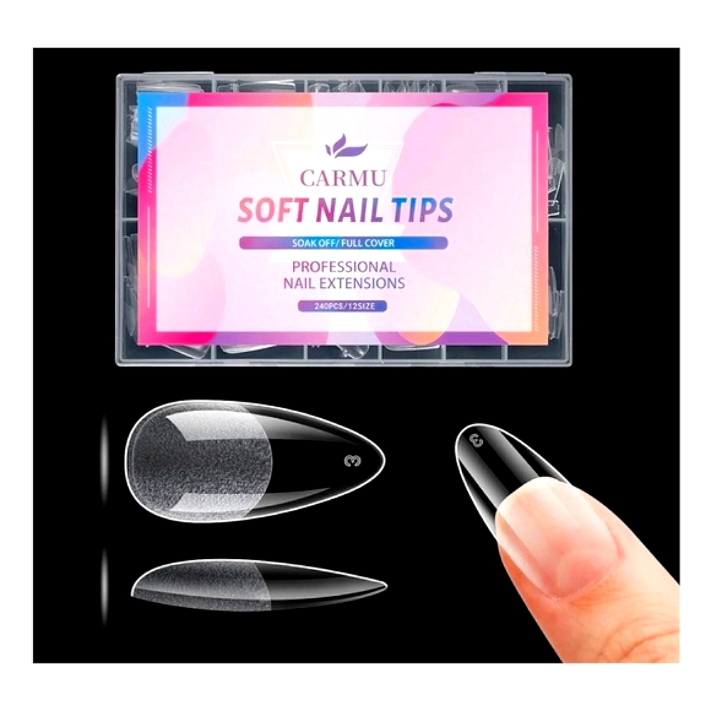 Carmu Short Almond Soft Gel Nail Tips | 240pcs